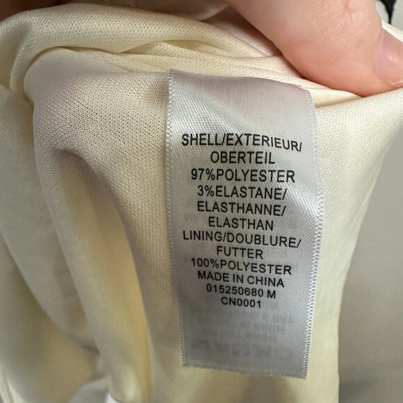 Adrianna Papell Crepe Fit & Flare Dress Cream Black Embroidered Midi Size 14 - Picture 5 of 8